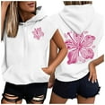 thumbnail image 4 of Hpapadks Womens Tankini Tops Plus Size Print Sleeveless Loose Hooded Sweatshirt Blouse Top Camisole Tops for Women White XXL, 4 of 7