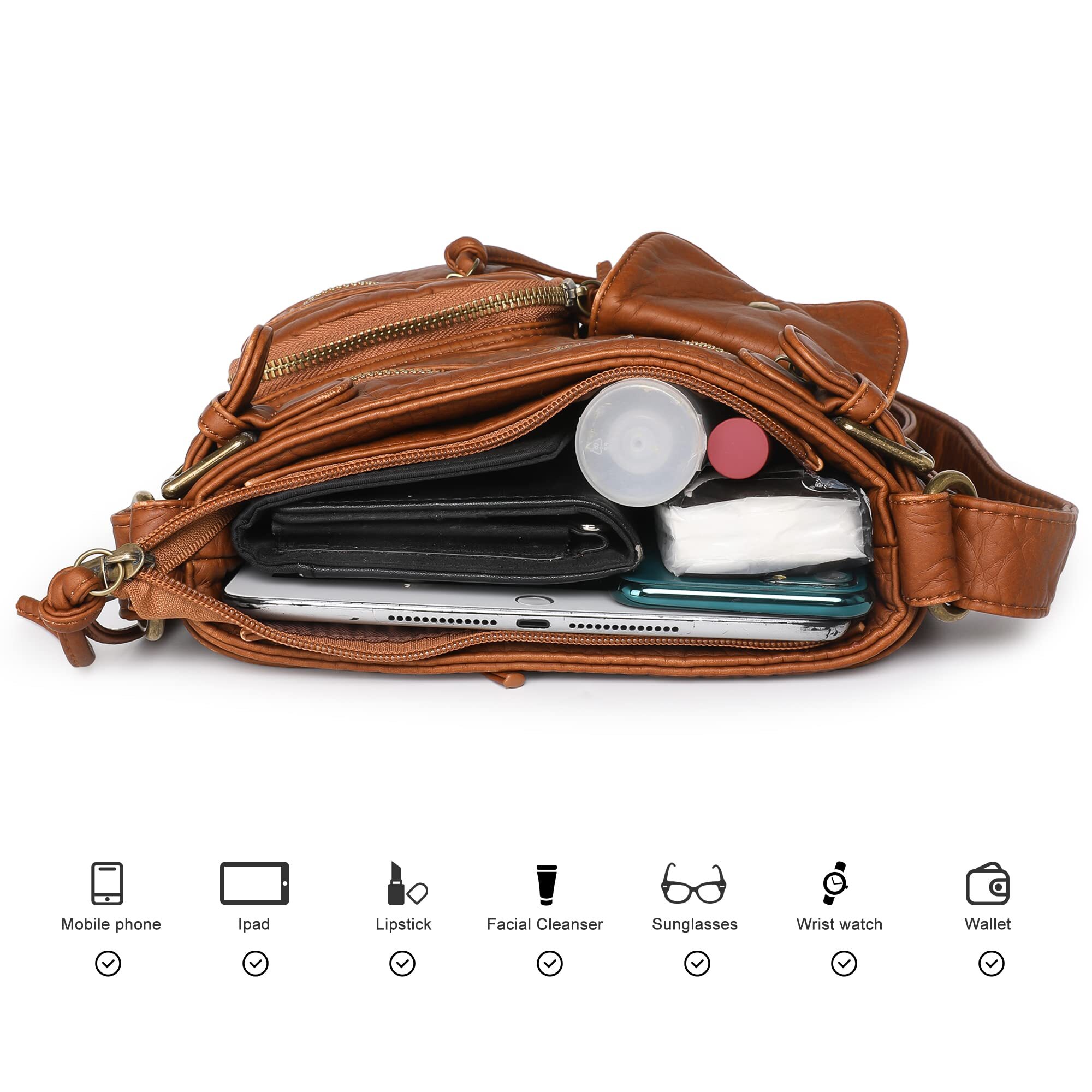 Montana West Women's Camel Vegan Leather Crossbody Bag photo 2