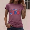thumbnail image 5 of Zynoxe Independence Day T Shirts for Women Fashionable Round Neck Graphic Tees Patriotic Short Sleeve Going Out Summer Tops (#01 Wine,L), 5 of 7
