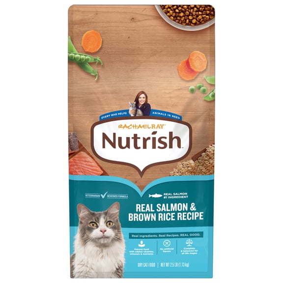 Rachael Ray Nutrish Dry Cat Food Real Salmon & Brown Rice Recipe, 2.5 lb.