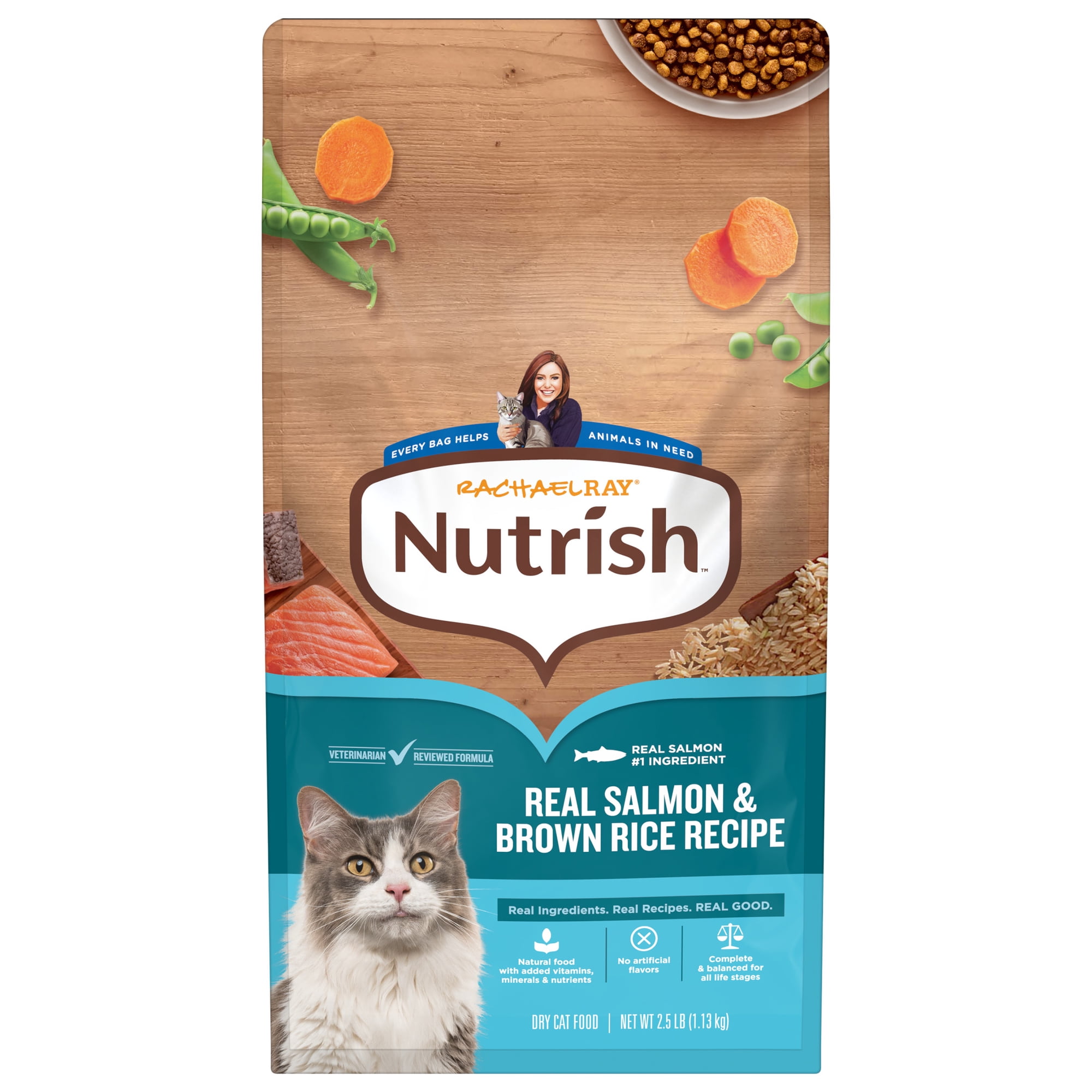Rachael Ray Nutrish Dry Cat Food Real Salmon & Brown Rice Recipe, 2.5 lb.