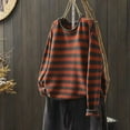 thumbnail image 2 of ShomPort Chandails pour Femmes Motif Rayé Col Rond Manches Longues Tricot Tendance Léger Couche de Base Quotidienne, 2 of 6