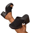 thumbnail image 5 of Women's Knitted Platform Heeled Mules, Peep Toe Chunky Heel Dress Sandals, Comfortable Slip-On High Heel Shoes for Spring Summer Wear, 5 of 10