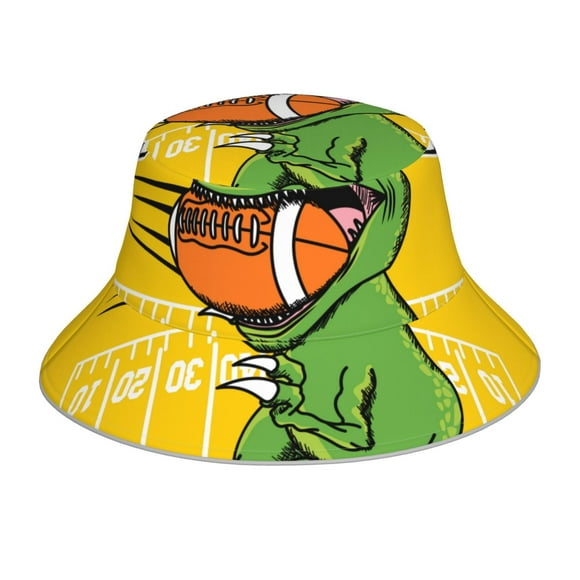 Saiise T-Rex Playing Football Print Men and Women Night Reflective Hat Runner Cap Visor Bucket Hat Boonie Cap