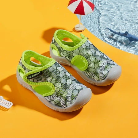 

Toyella Sandals Girls Baby Soft Sole Shoes Children Hollow Breathable Toe Shoes On Behalf Of Green 31