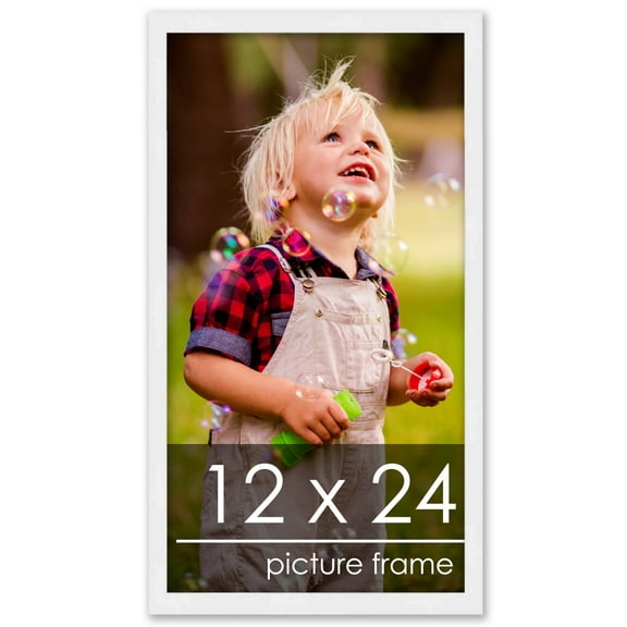 12x24 Frame White Complete Wood Picture Frame with UV Acrylic, Foam Board Backing, & Hardware