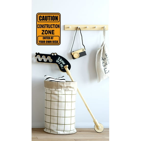 Construction Zone Sign Wall Decor Decal Stickers for Kids Rooms Includes 1 Decal 8.5"x11" Assembled Size