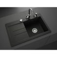 thumbnail image 4 of Granite Composite 31" Drop in with Drainboard Single Bowl Kitchen Sink Delux Right-4 Holes, Black, 4 of 5