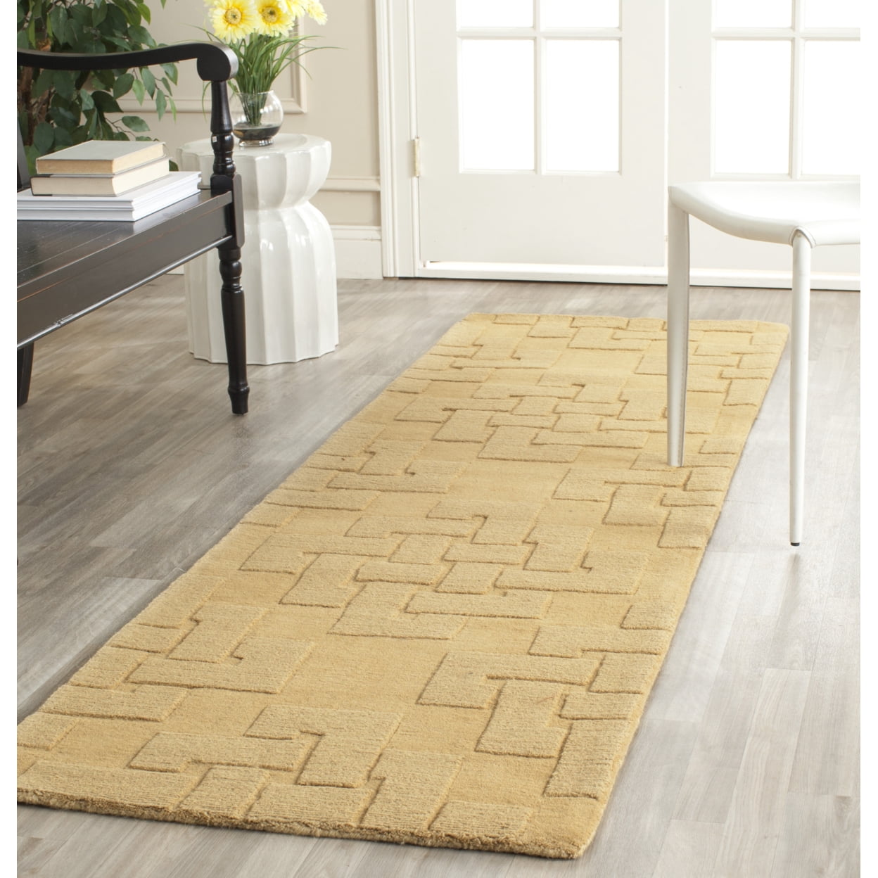 SAFAVIEH Martha Stewart Knot Geometric Wool Runner Rug, Rattan, 2'3" x 8'