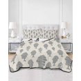 thumbnail image 2 of Quilts Twin Size Bedding Set, Abstract Art Fish Grey Lightweight Quilted Comforter, Coastal Ocean Summer Linen Texture Soft Reversible Bedspread Coverlet with Pillow Covers for All Season, 68" x 86", 2 of 7