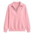 thumbnail image 6 of Warop Women's Lapel Button and Snap Sweatshirt Long Sleeve Loose Casual Pullover for Spring Winter and Daily, 6 of 6