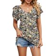 thumbnail image 1 of Camisa De Viaje Camiseta informal para mujer, camisetas de manga corta con cuello en V suave para ir de compras (amarillo XXL) Cgtredaw Para estrenar, 1 of 1