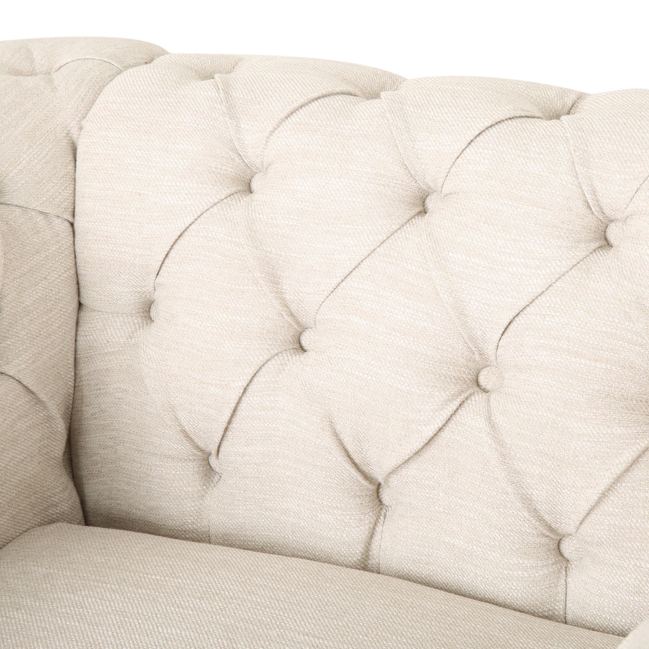 Noble House Petes Fabric Chesterfield Tufted Club Chairs, Set of 2, Beige and Dark Brown