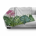 thumbnail image 3 of Tropical Soft Flannel Fleece Throw Blanket, Exotic Nature Botanical Artwork Leaves and Flamingo Watercolors Print, Cozy Plush for Indoor and Outdoor Use, 50" x 70", Green Pink Blue, by Ambesonne, 3 of 6