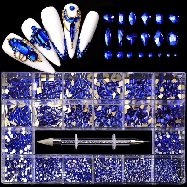 Diamantes De Imitación Para Uñas, Kit Profesional De Cristal Para Uñas, 9000 Uds., Cristal De Múltiples Formas, Diamantes De Imitación Ab, Suministros Para Decoración De Uñas, Accesorios 21 Rejillas Yuarrent CE007388-13