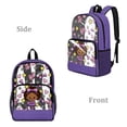 thumbnail image 2 of ZIATUBLES Clear Backpack 17 Inch, Heavy Duty Fabric & PVC Transparent Bookbag with violet Bow Girl Star Heart Print, Large Capacity See Through Backpack for Women Men School, 2 of 7