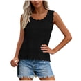 thumbnail image 5 of Hinvhai Womens V Neck Tank Tops Sleeveless Hollow Knit Shirts Summer Casual Solid Color Sweater Vest Black S(S), 5 of 8
