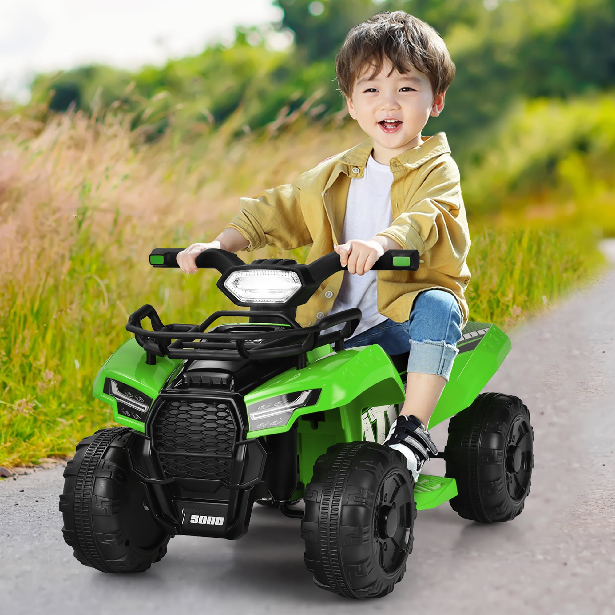 Costway 6V Kids ATV Quad Electric Ride On Car Toy Toddler with LED Light MP3 Green