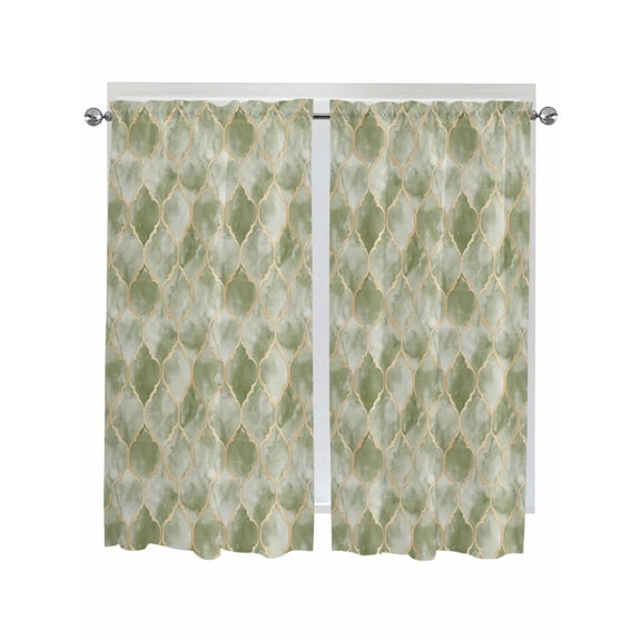 Bedroom Curtains 63 Inches length, Sage Green Geometric Window Treatment Curtain Drapes, Modern Morocco Abstract Art Rod Pocket Curtain Panels for Living Room Kitchen, 42"x63", 2 Panels