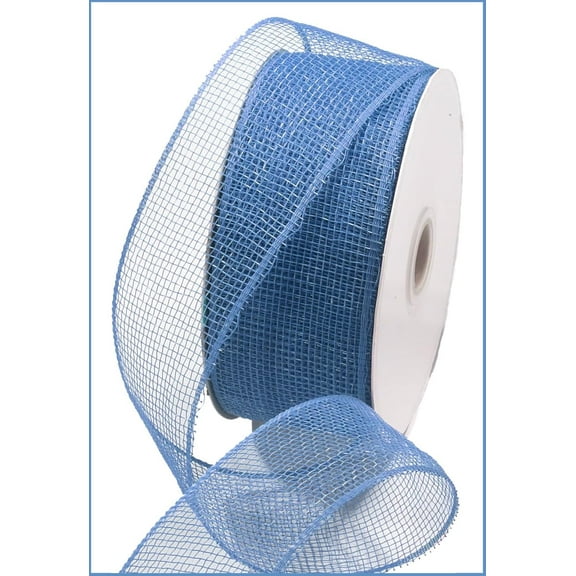 Poly Burlap Mesh, Wreath Sash Ribbon, Denim Blue, 2.5 inches x 25 yards