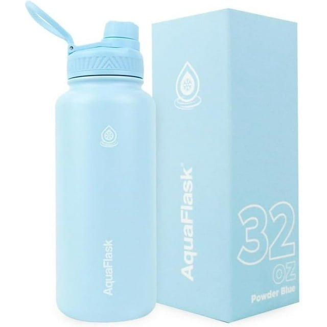 AquaFlask Bouteille d'Eau en Acier Inoxydable Originale 32oz (935ml) – à Double Paroi Isolée sous Vide, Étanche, Réutilisable (Bleu Poudre)