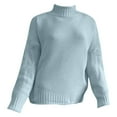 thumbnail image 6 of SGMVNU Long Sleeve Shirts For Women Womens Knit Sweater Batwing Sleeve Turtleneck Chunky Pullover Cozy Winter Clothes Trendy Fall Winter Outfits Blue, Size XXL, 6 of 6