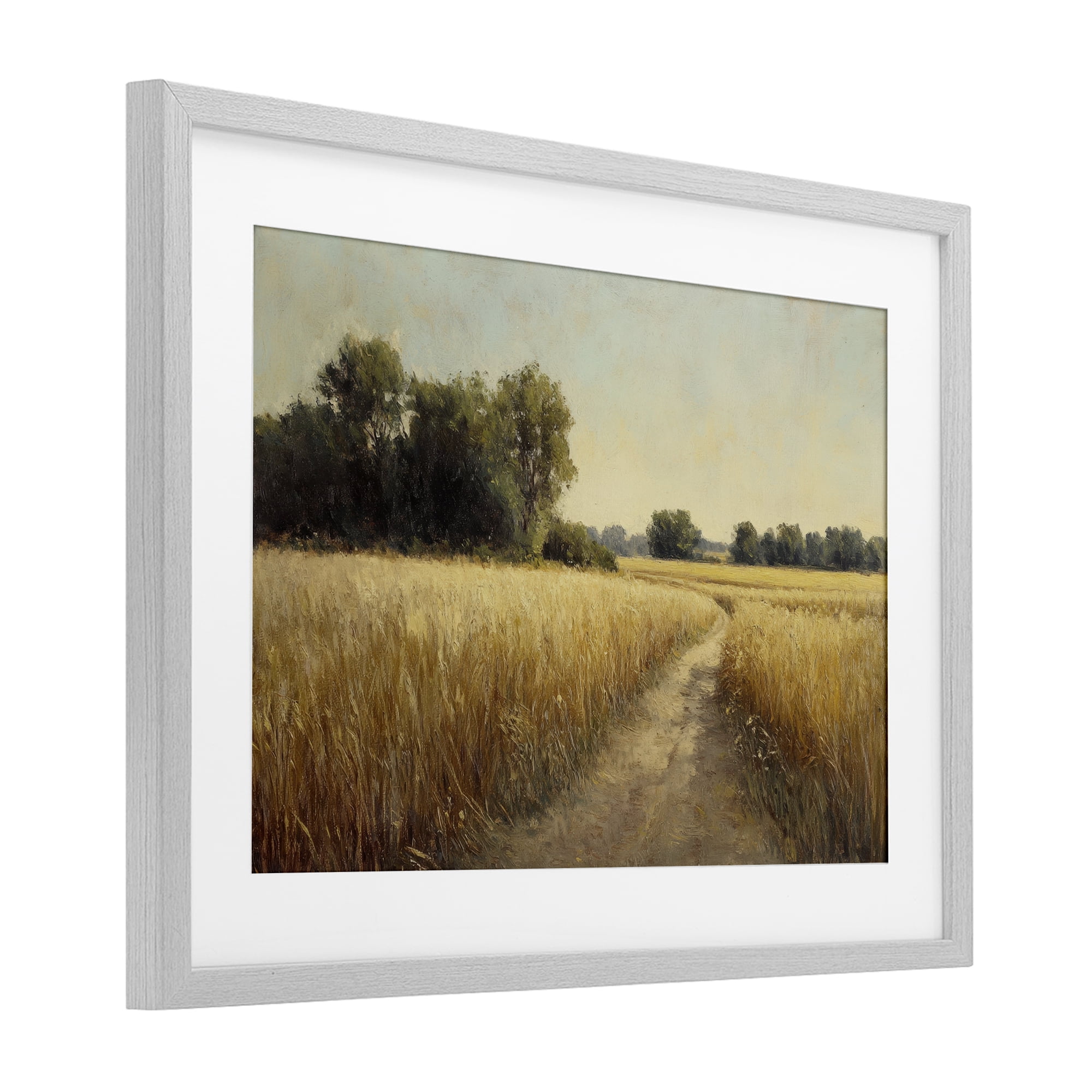 Stupell Industries Sunlit Country Wheat Path Gray Framed Print Under Glass, design by Petal Prints Design