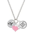 thumbnail image 1 of Delight Jewelry Silvertone Large Script Letter - A - 3/4'' Disc - Light Pink Heart Nurse Strong Zoe Necklace, 1 of 4