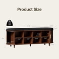 thumbnail image 2 of 2-Tier Storage Bench,Wide Shoe Bench with Thickened Padded Seat Cushion, Mid Century Modern Fluted Sliding Door and Adjustable Shelf, for Entryway, Living Room, Bedroom (Walnut, 51.2”), 2 of 6