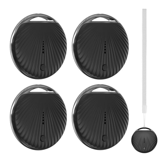 Rechale Air Tracker 4 Pack Work with Find My APP (iOS Only),Waterproof,Tracker Tag,Item Locator with Sound for Luggage, Backpack, Suitcases, Replaceable Battery (Black)