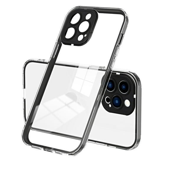 Nalacover Clear Case for iPhone 14 Pro Max, Military Grade Anti-Yellowing Rugged PC Soft Silicone Hybrid Shockproof Screen Lens Protection Cover Transparent Slim Thin Anti-Fingerprints Case,Black