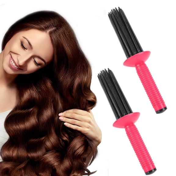 Straight & Curler Hair Styling Tools 2Pcs Hair Curling Roll Comb Round Hair Brush Teeth Round Brush for Effortless Curls and