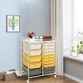 thumbnail image 2 of KOTEK 15-Drawer Rolling Storage Cart, Multipurpose Mobile Utility Cart with 4 Wheels, Home Office School Tools Scrapbook Paper Organizer (Yellow), 2 of 8