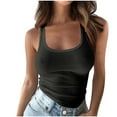 thumbnail image 2 of Rigardu tank top for women Plus Size Going Out Tops for Women Ribbed Tank Tops Sleeveless Slim Shirts Solid Color Undershirt womens tank tops Black + M, 2 of 6