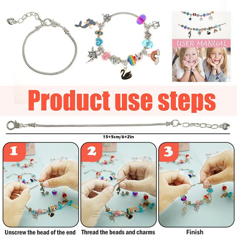 68Pcs Bead Bracelet Making Kit Cute Unicorn Charm Jewelry Durable