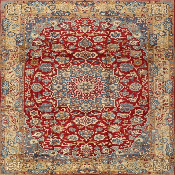 Ahgly Company Machine Washable Indoor Square Traditional Fall Leaf Brown Green Area Rugs, 4' Square