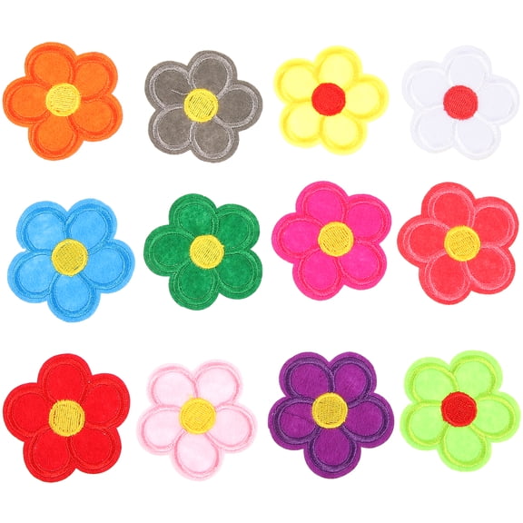 12pcs Flower Patch Sewing Iron On Embroidered Appliques DIY Craft Patches for Clothes Backpacks Hats Jeans Jackets