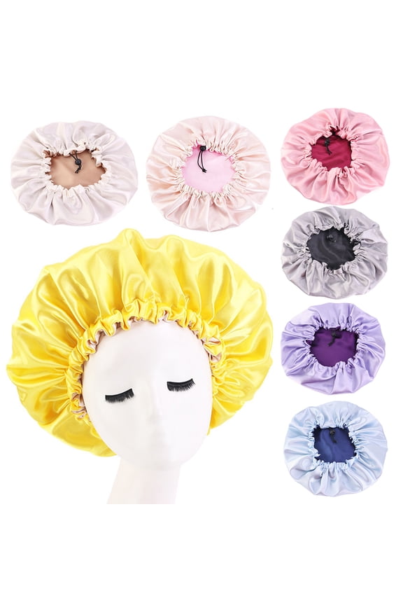 Hair Bonnet Smooth Button Adjustable Ruffle Edge Lady Hair Hat for Massage