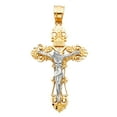 thumbnail image 2 of 14K Two Tone Gold Jesus Crucifix Cross Pendant with 1.2mm Singapore Chain Chain Necklace, 2 of 4