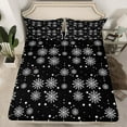 thumbnail image 2 of jejeloiu Cartoon Xmas Snowflake Twin Sheet Sets,Merry Xmas Twin Fitted Sheet,White Cute Stars Print Flat Sheet For Kids,Ultra Soft Home Decor,3 Pieces, 2 of 7