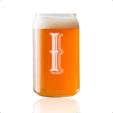 

Monogram I |16oz Beer Can Glass | Laser etched dishwasher safe Made in the USA.