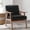 Black PU, variant on Accent Chair, Mid-Century Modern Armchair with Solid Wood Legs, Reading Leisure Chair with High Back for Living Room Bedroom Waiting Room, Gray