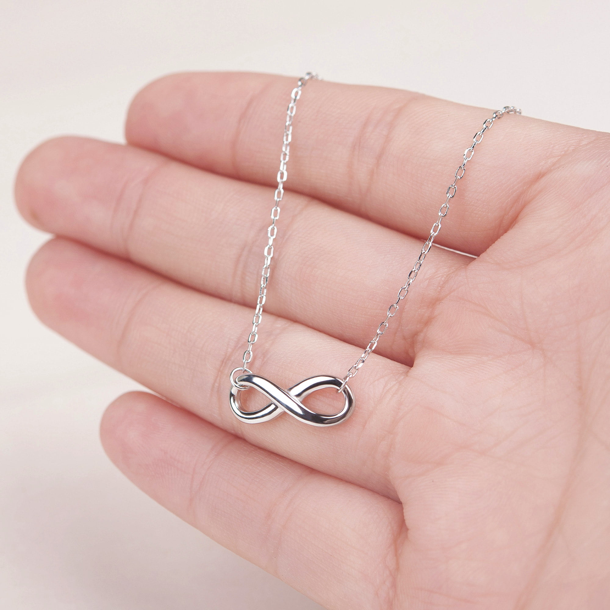 Jewelili Infinity Necklace Diamond Jewelry in Rose Gold Over Sterling Silver