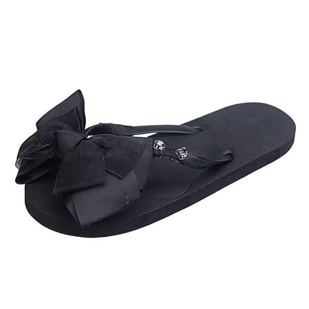 

Pgeraug slippers for women Women s Summer Bohemian Clip Toe Flip Flops Non-Slip Wedges Slippers Beach Shoes Women shoes Black 36