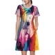 thumbnail image 1 of Disketp Watercolor White Horse para Vestido de Manga Corta para Mujeres, Vestidos de Verano para Mujeres, Casual y Holgado para la Playa, 1 of 6