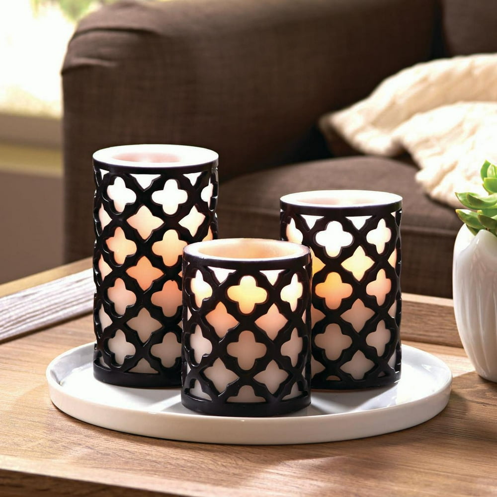 Better Homes and Gardens Flameless LED Pillar Candles 3Pack Trellis