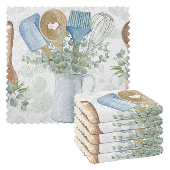 Sage Green Kitchen Cloth Dish Towels for Drying Washing Absorbent Dish Rags Reusable soft kitchen dishcloth set 6 Pack