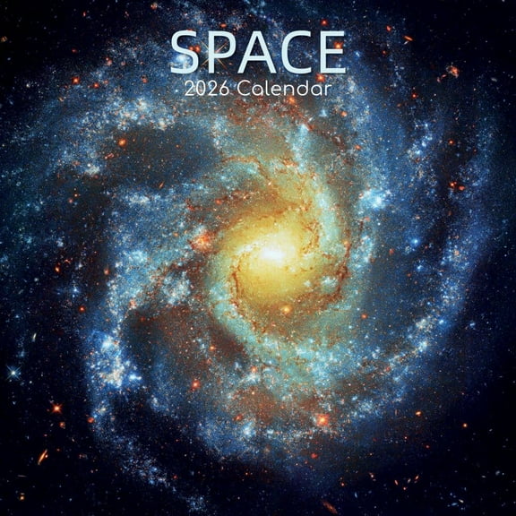 Gifted Stationery Co, Space 2026 Wall Calendar, 12'' X 12'', 16-Month Calendar with Stapled Binding