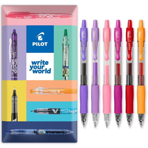 Pilot Stylos à Bille Roulante à Encre Gel Rétractables G-2 - Pointe 0,7 mm - Ensemble Portefeuille de 6 - Tons Blossom