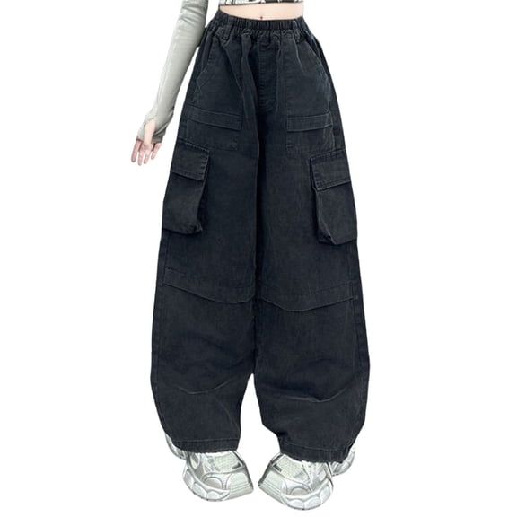 LNMQLPDBS Work Out Pants Wide Leg Black Pants Cute Ripped Jeans High Waisted Cargo Pants Kids Jeans Girls Size 10-12 Baggy Clothes for Girls 10-12